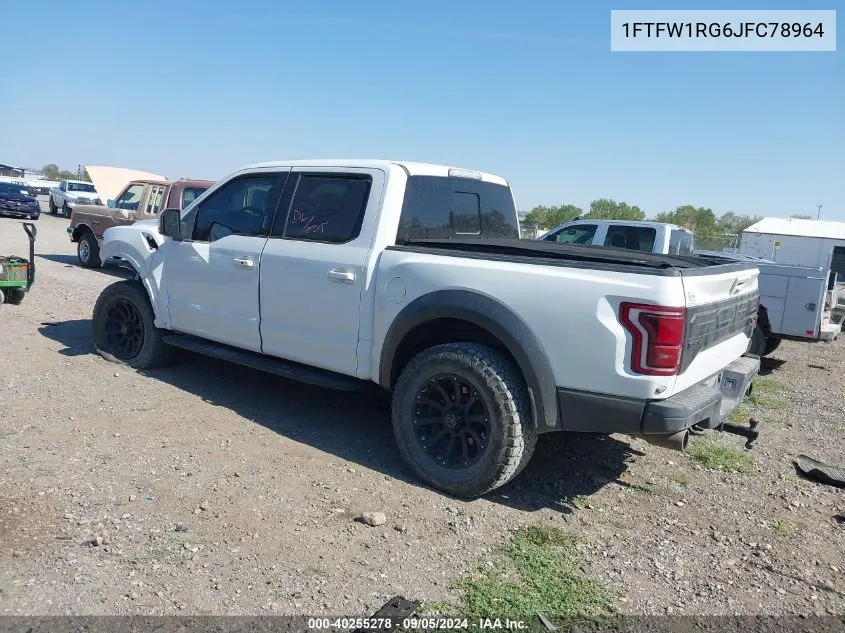 2018 Ford F150 Raptor VIN: 1FTFW1RG6JFC78964 Lot: 40255278