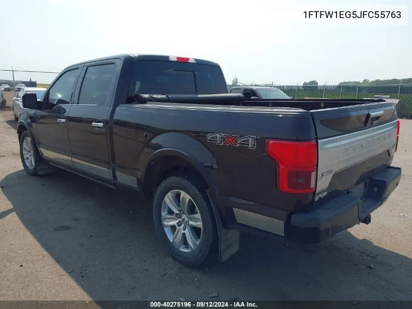 2018 Ford F-150 Platinum VIN: 1FTFW1EG5JFC55763 Lot: 40275196