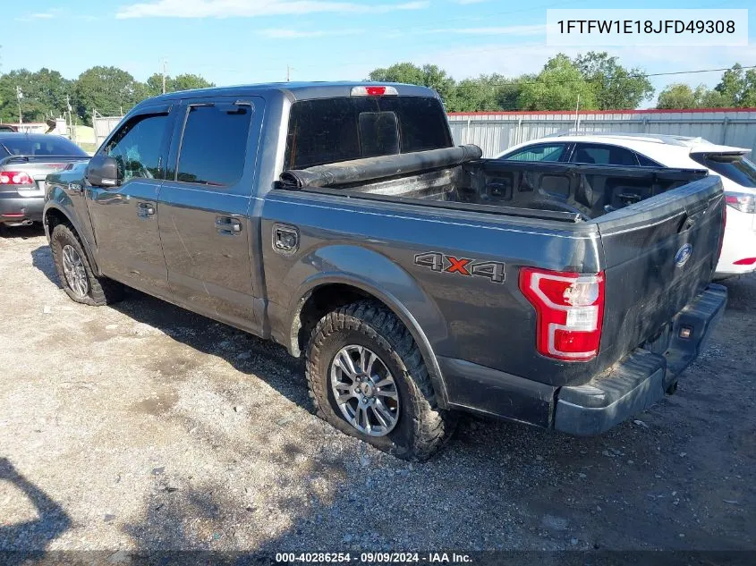 2018 Ford F-150 Lariat VIN: 1FTFW1E18JFD49308 Lot: 40286254