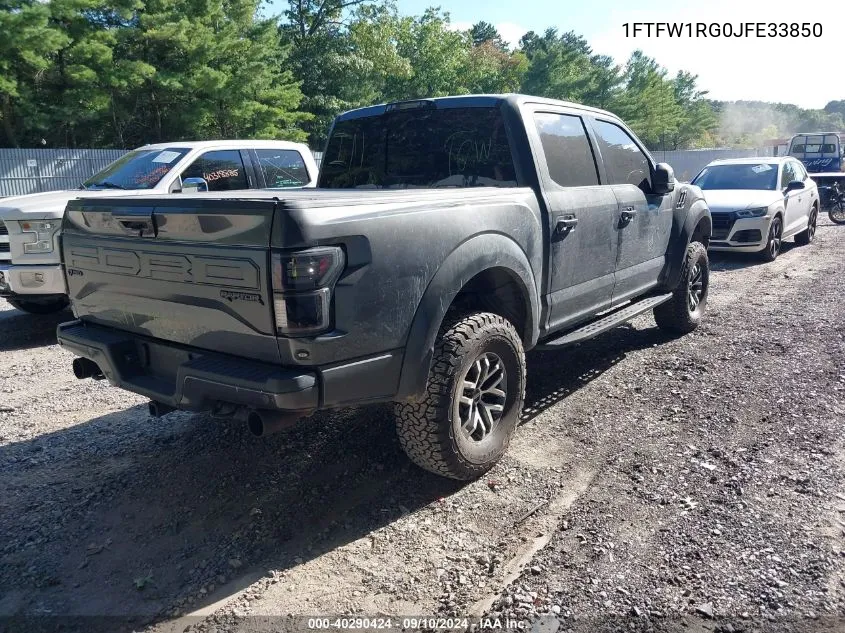 2018 Ford F-150 Raptor VIN: 1FTFW1RG0JFE33850 Lot: 40290424