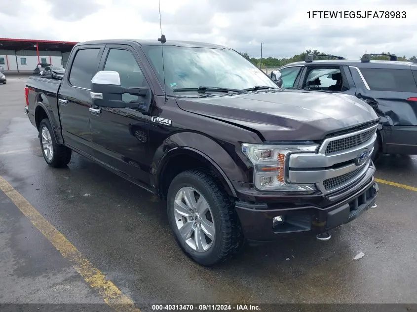 2018 Ford F150 Supercrew VIN: 1FTEW1EG5JFA78983 Lot: 40313470