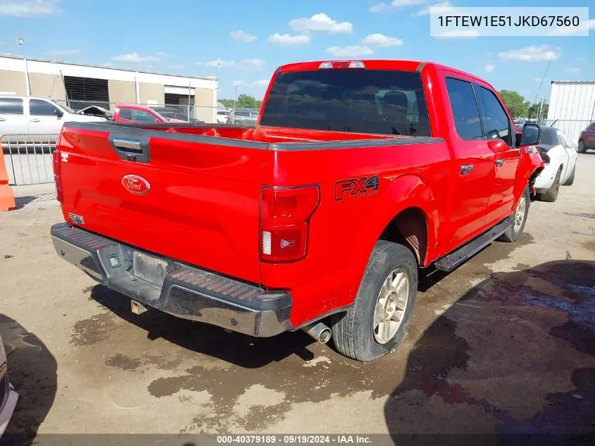 2018 Ford F-150 Xlt VIN: 1FTEW1E51JKD67560 Lot: 40379189