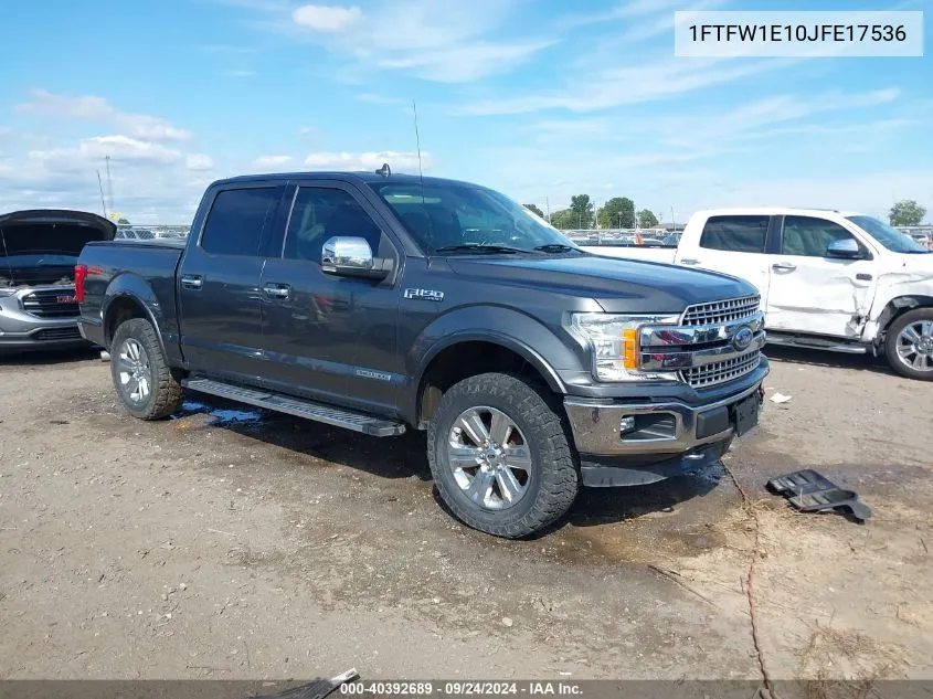 2018 Ford F-150 Lariat VIN: 1FTFW1E10JFE17536 Lot: 40392689