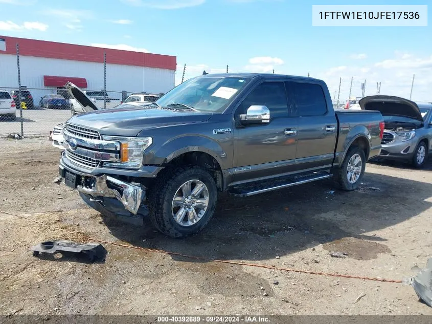 2018 Ford F-150 Lariat VIN: 1FTFW1E10JFE17536 Lot: 40392689