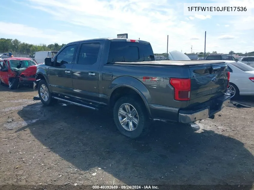 2018 Ford F-150 Lariat VIN: 1FTFW1E10JFE17536 Lot: 40392689