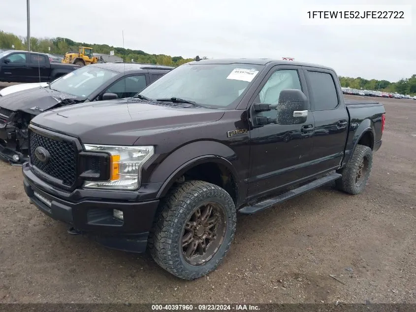 2018 Ford F150 Supercrew VIN: 1FTEW1E52JFE22722 Lot: 40397960