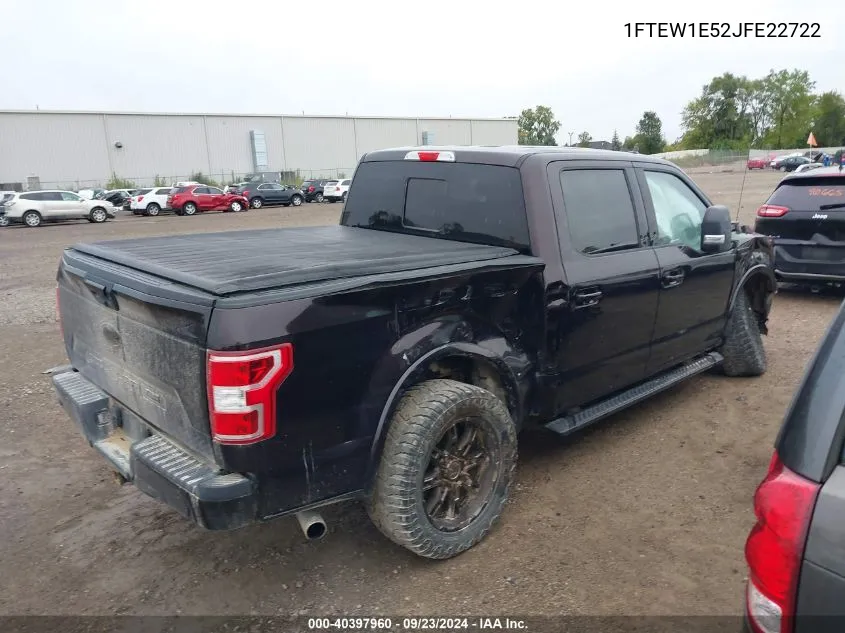 2018 Ford F150 Supercrew VIN: 1FTEW1E52JFE22722 Lot: 40397960