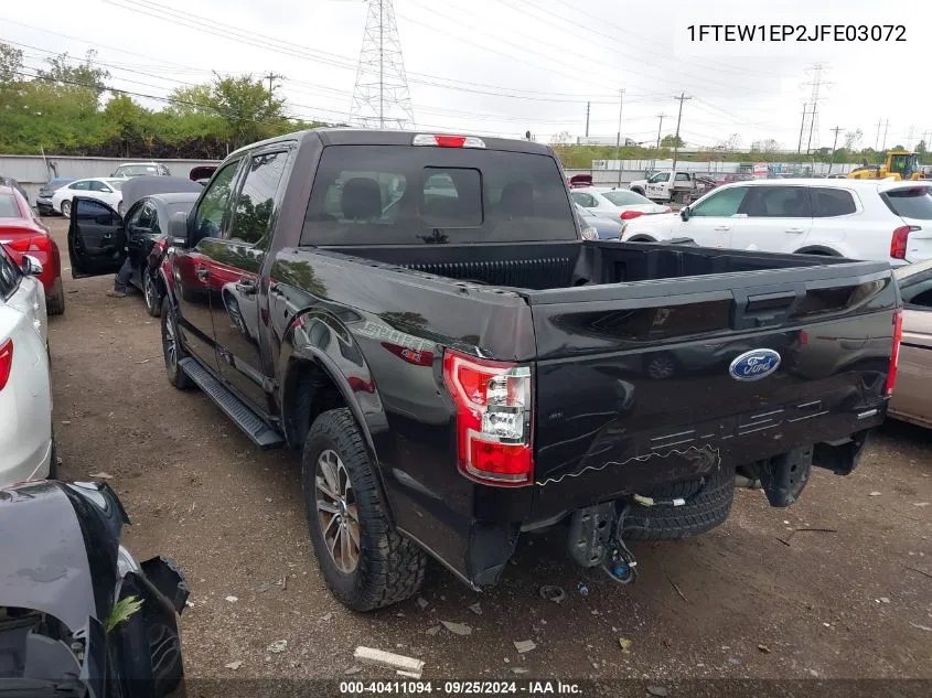 2018 Ford F-150 Xlt VIN: 1FTEW1EP2JFE03072 Lot: 40411094