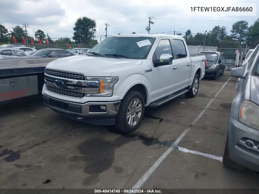 2018 Ford F-150 Lariat VIN: 1FTEW1EGXJFA86660 Lot: 40414745