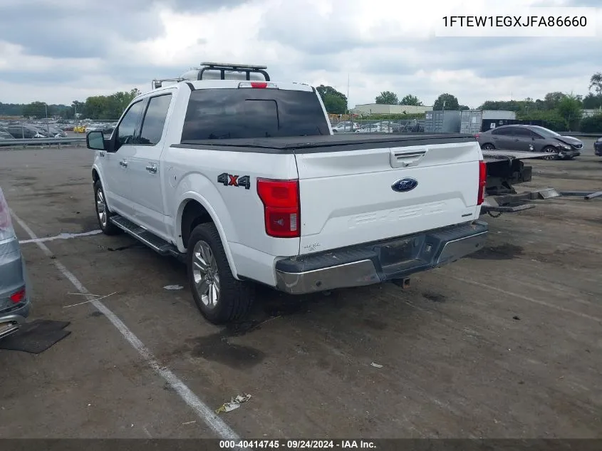 2018 Ford F-150 Lariat VIN: 1FTEW1EGXJFA86660 Lot: 40414745