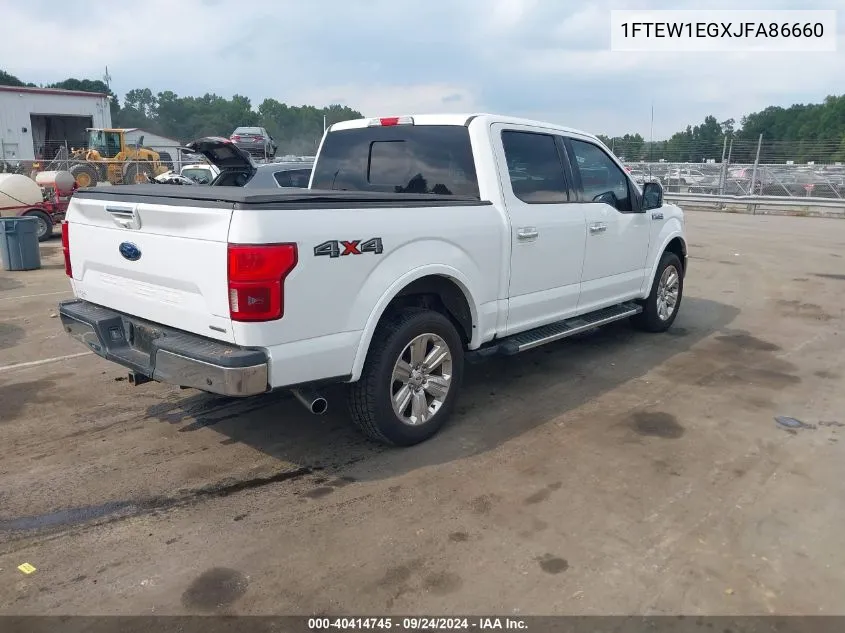 2018 Ford F-150 Lariat VIN: 1FTEW1EGXJFA86660 Lot: 40414745