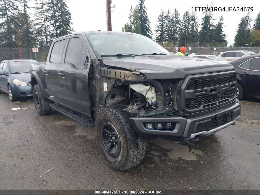 2018 Ford F-150 Raptor VIN: 1FTFW1RG4JFA34679 Lot: 40417557