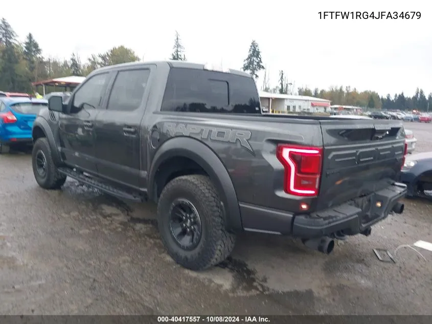 2018 Ford F-150 Raptor VIN: 1FTFW1RG4JFA34679 Lot: 40417557