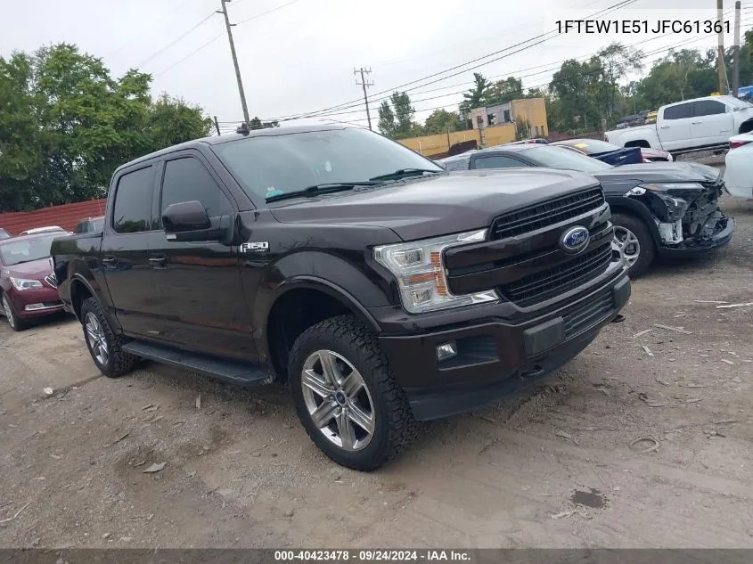 2018 Ford F-150 Lariat VIN: 1FTEW1E51JFC61361 Lot: 40423478