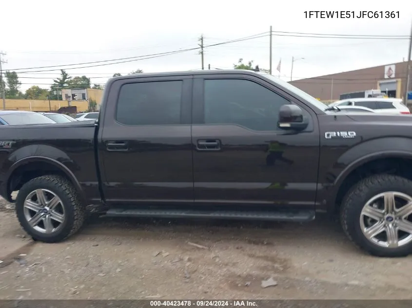 2018 Ford F-150 Lariat VIN: 1FTEW1E51JFC61361 Lot: 40423478