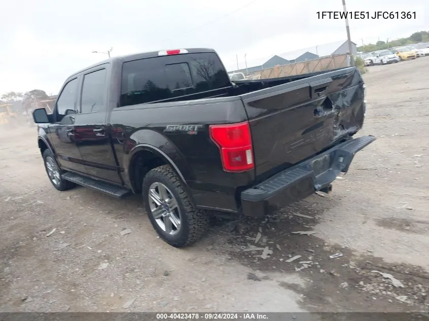 2018 Ford F-150 Lariat VIN: 1FTEW1E51JFC61361 Lot: 40423478