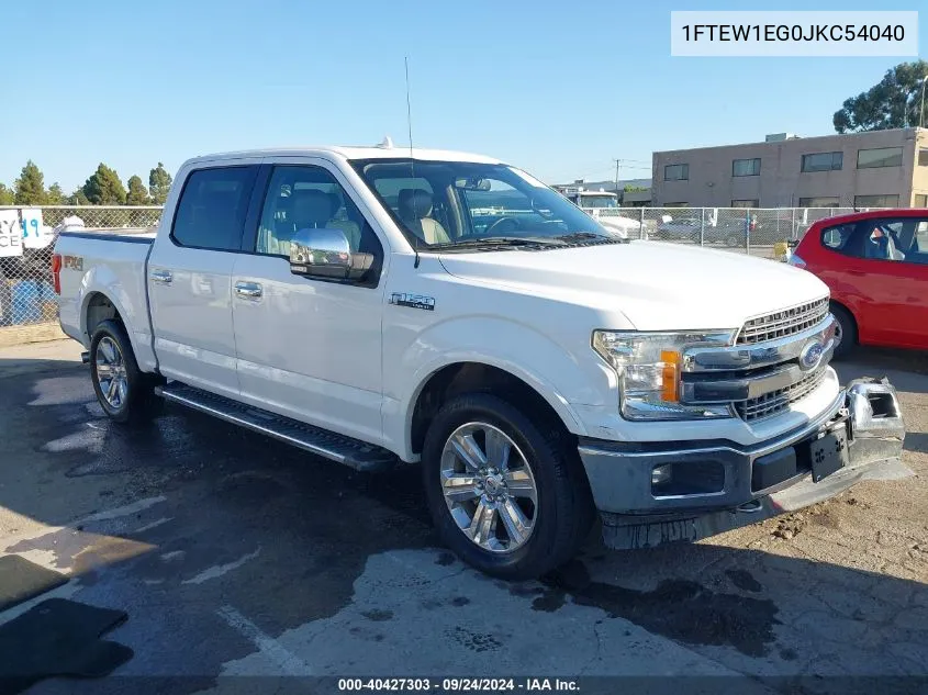 2018 Ford F150 Supercrew VIN: 1FTEW1EG0JKC54040 Lot: 40427303