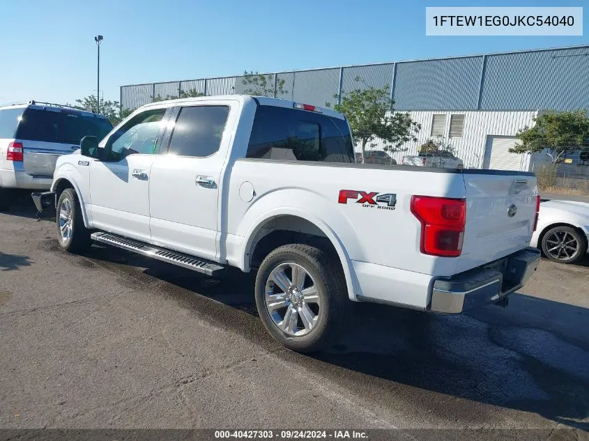 2018 Ford F150 Supercrew VIN: 1FTEW1EG0JKC54040 Lot: 40427303