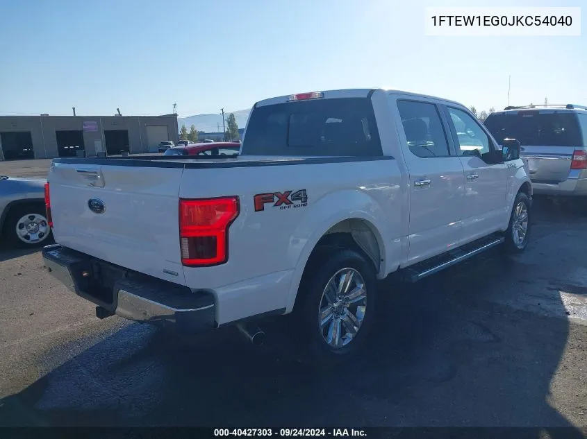 2018 Ford F150 Supercrew VIN: 1FTEW1EG0JKC54040 Lot: 40427303