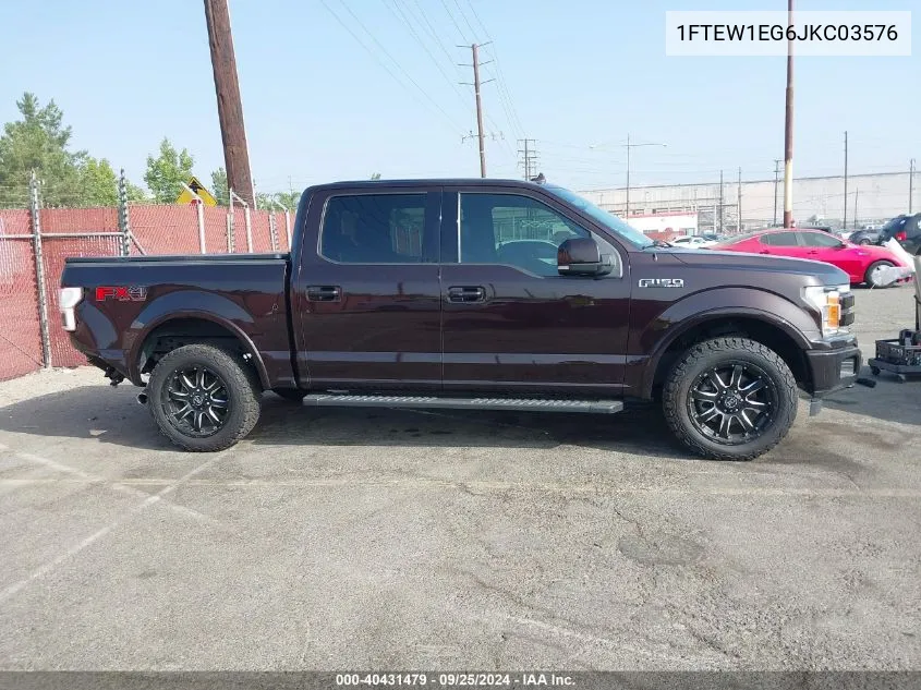 2018 Ford F-150 Lariat VIN: 1FTEW1EG6JKC03576 Lot: 40431479