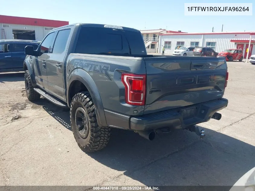 2018 Ford F-150 Raptor VIN: 1FTFW1RGXJFA96264 Lot: 40447018