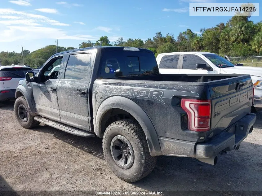 2018 Ford F-150 Raptor VIN: 1FTFW1RGXJFA14226 Lot: 40470238