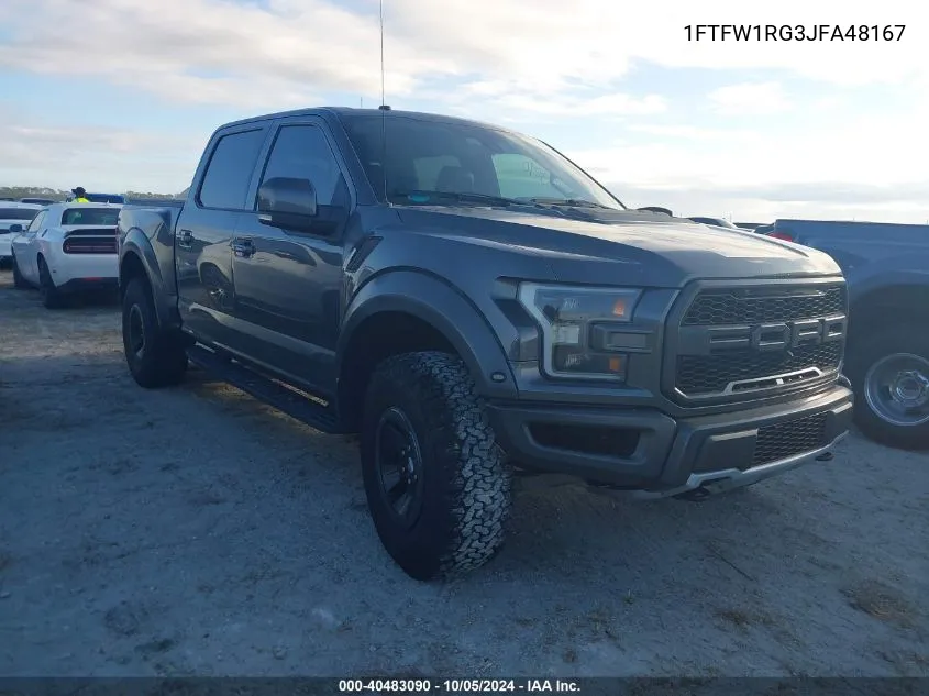 2018 Ford F150 Raptor VIN: 1FTFW1RG3JFA48167 Lot: 40483090