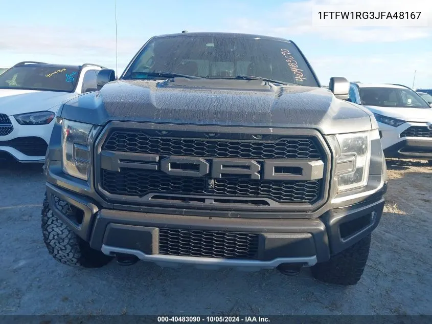 2018 Ford F150 Raptor VIN: 1FTFW1RG3JFA48167 Lot: 40483090