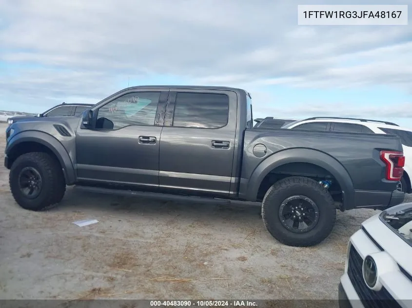 2018 Ford F150 Raptor VIN: 1FTFW1RG3JFA48167 Lot: 40483090