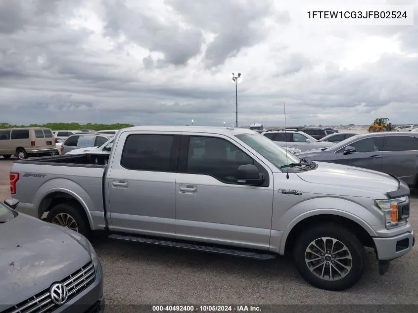 2018 Ford F-150 Xlt VIN: 1FTEW1CG3JFB02524 Lot: 40492400