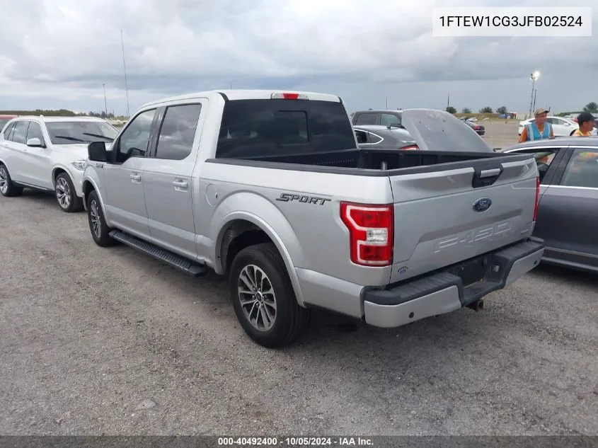 2018 Ford F-150 Xlt VIN: 1FTEW1CG3JFB02524 Lot: 40492400