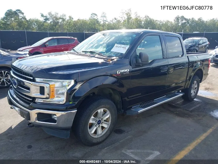 2018 Ford F-150 Xlt VIN: 1FTEW1EG6JFC80778 Lot: 40492481