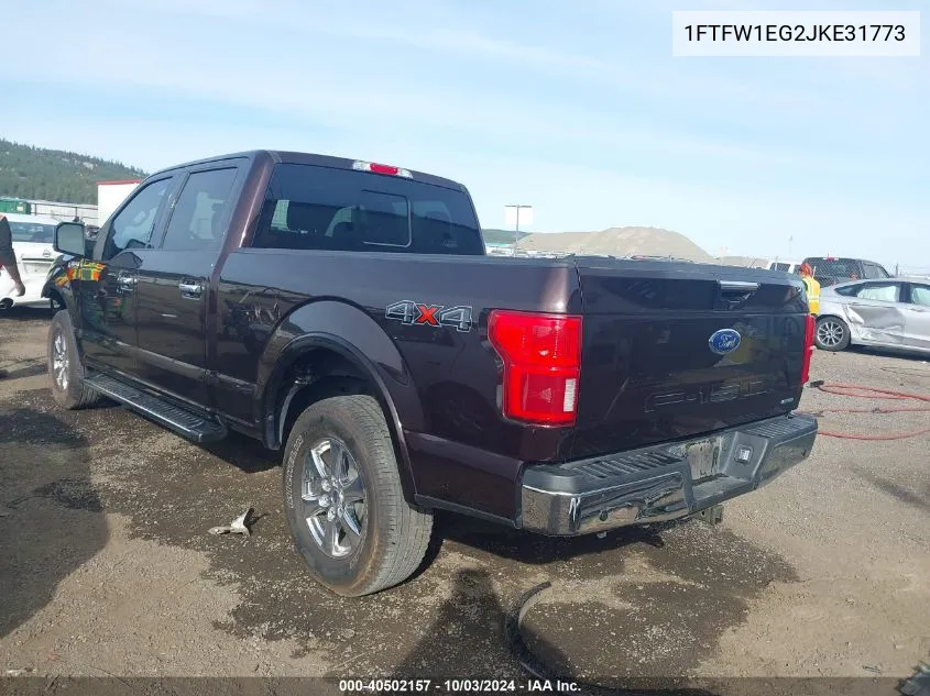 2018 Ford F-150 Lariat VIN: 1FTFW1EG2JKE31773 Lot: 40502157