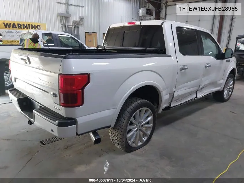 2018 Ford F-150 Limited VIN: 1FTEW1EGXJFB28955 Lot: 40507611