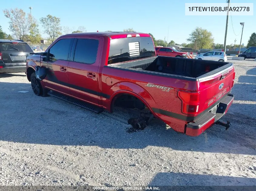 2018 Ford F-150 Xlt VIN: 1FTEW1EG8JFA92778 Lot: 40510905