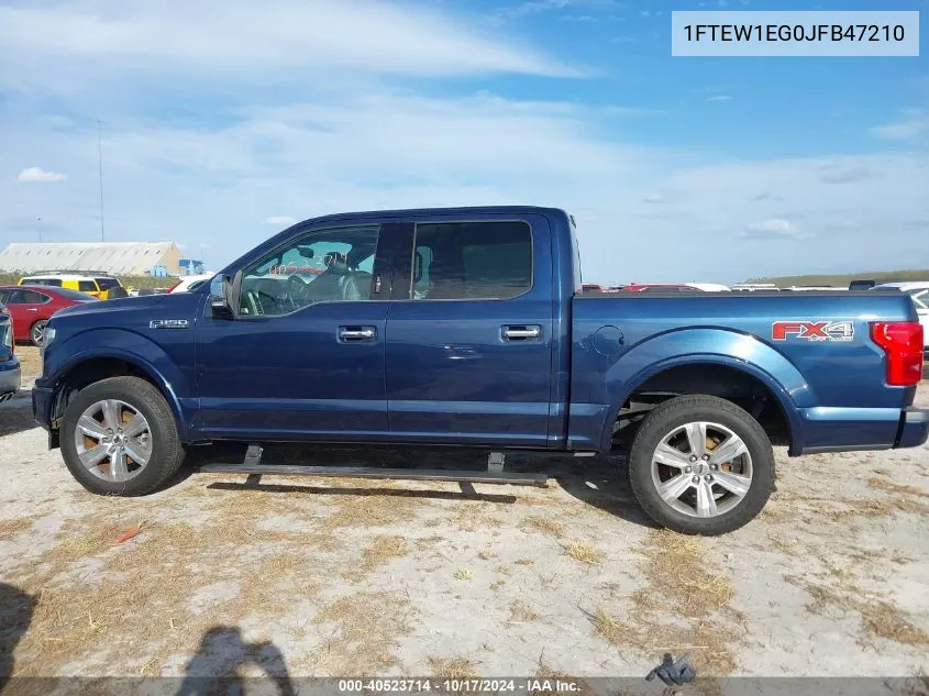 2018 Ford F-150 Platinum VIN: 1FTEW1EG0JFB47210 Lot: 40523714