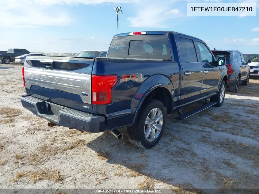 2018 Ford F-150 Platinum VIN: 1FTEW1EG0JFB47210 Lot: 40523714