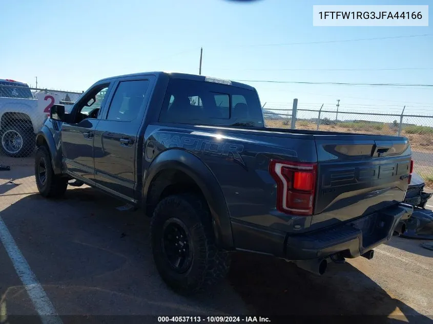 2018 Ford F-150 Raptor VIN: 1FTFW1RG3JFA44166 Lot: 40537113