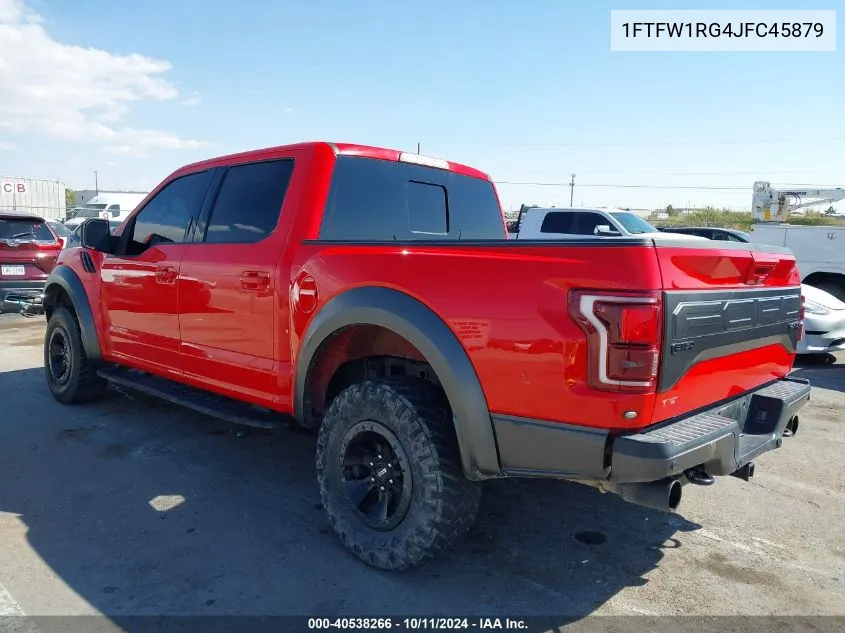 2018 Ford F-150 Raptor VIN: 1FTFW1RG4JFC45879 Lot: 40538266