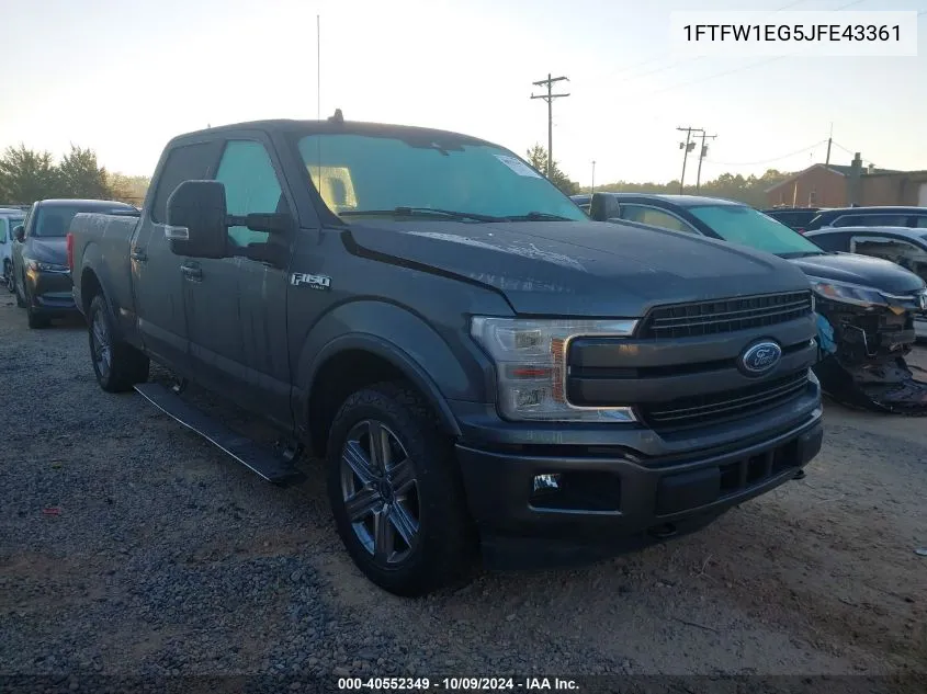 2018 Ford F150 Supercrew VIN: 1FTFW1EG5JFE43361 Lot: 40552349