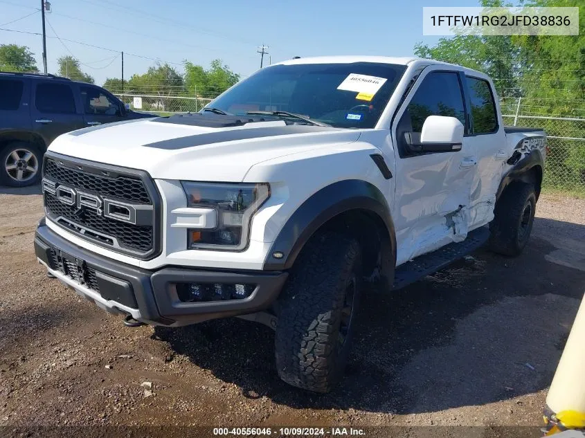 2018 Ford F-150 Raptor VIN: 1FTFW1RG2JFD38836 Lot: 40556046