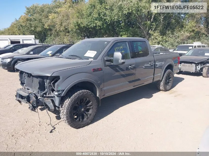 2018 Ford F-150 Lariat VIN: 1FTFW1EG0JFE05522 Lot: 40572538