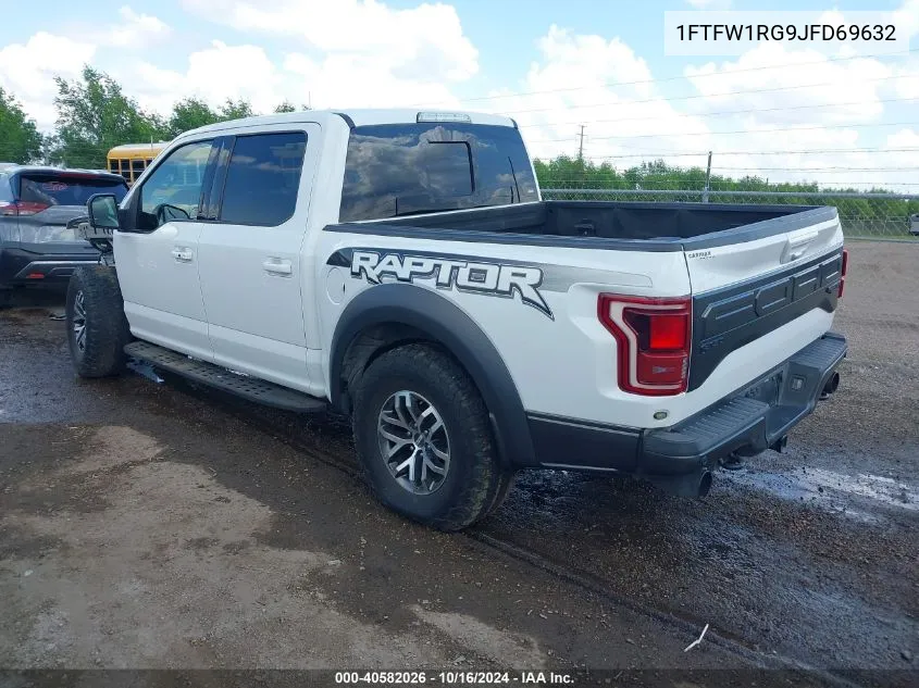 2018 Ford F-150 Raptor VIN: 1FTFW1RG9JFD69632 Lot: 40582026