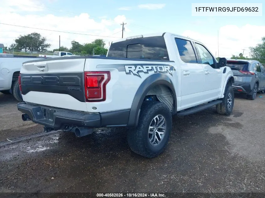 2018 Ford F-150 Raptor VIN: 1FTFW1RG9JFD69632 Lot: 40582026