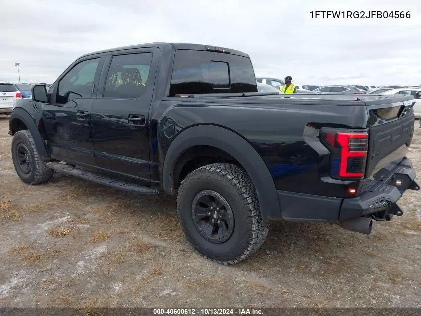 2018 Ford F150 Raptor VIN: 1FTFW1RG2JFB04566 Lot: 40600612