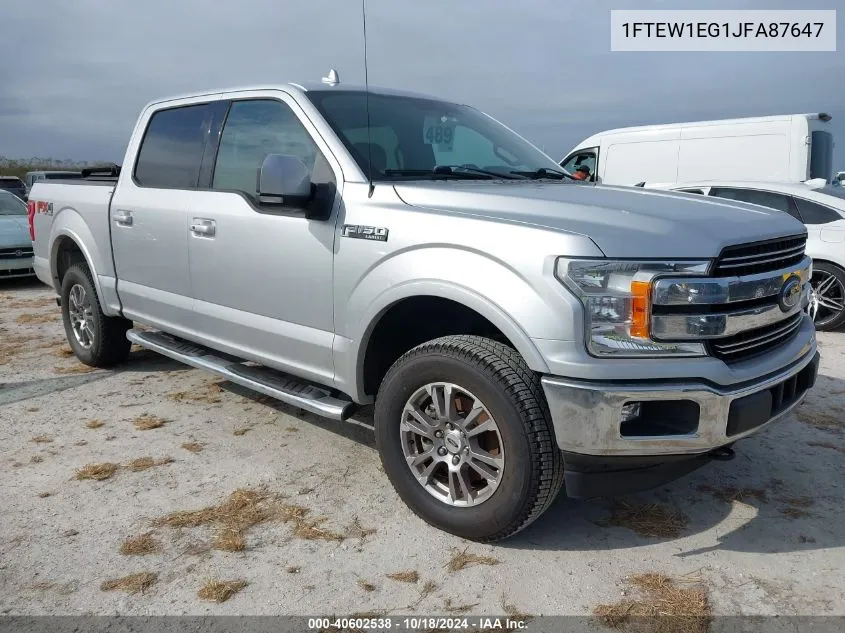 2018 Ford F-150 Lariat VIN: 1FTEW1EG1JFA87647 Lot: 40602538