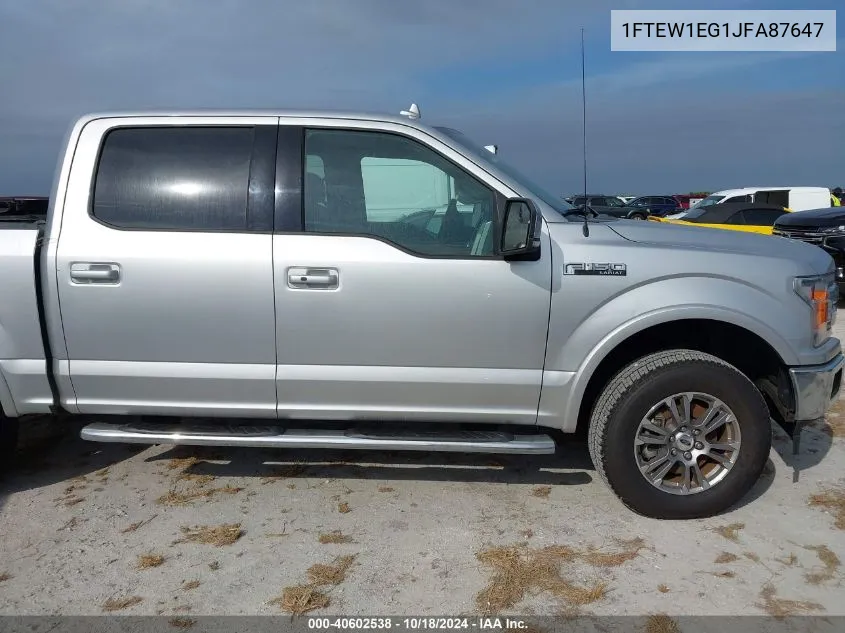 2018 Ford F-150 Lariat VIN: 1FTEW1EG1JFA87647 Lot: 40602538