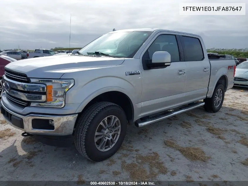 2018 Ford F-150 Lariat VIN: 1FTEW1EG1JFA87647 Lot: 40602538