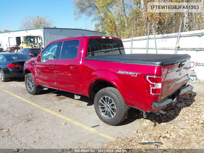 2018 Ford F150 Supercrew VIN: 1FTEW1EG8JFA61353 Lot: 40647762