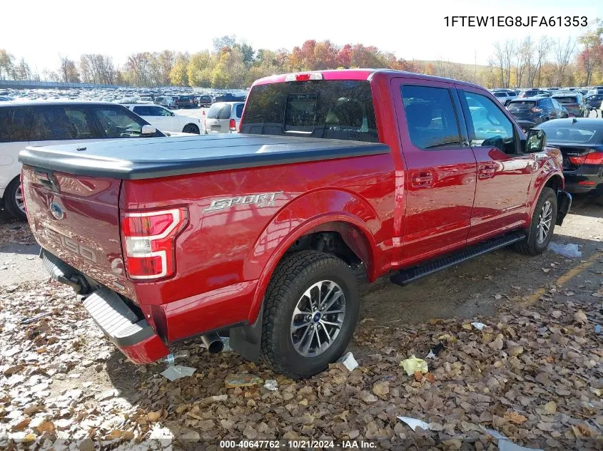 2018 Ford F150 Supercrew VIN: 1FTEW1EG8JFA61353 Lot: 40647762